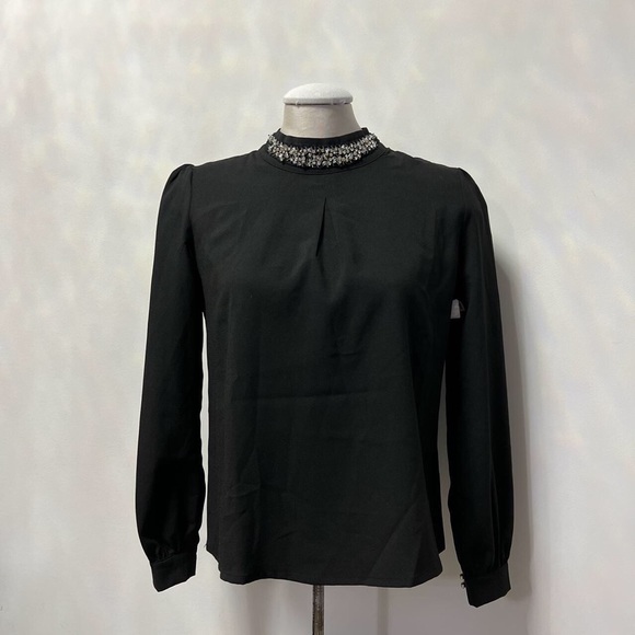 BNWT Black blouse with diamond studs - Picture 1 of 2